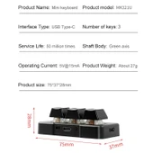 MK321BT Bluetooth 5.1 3 Tuşlu Özelleştirilebilir Oyun ve Ofis Makro Programlanabilir Klavye Siyah - 7