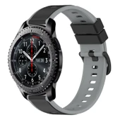 Samsung Gear S3 Frontier 22mm Siyah Gri İki Renkli Silikon Saat Kayışı - 1
