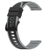 Samsung Gear S3 Frontier 22mm Siyah Gri İki Renkli Silikon Saat Kayışı - 2