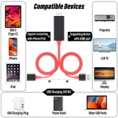 USB Erkek + USB Dişi HDMI Erkek 1080P Beyaz Adaptör Kablosu - 5