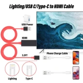 USB Erkek + USB Dişi HDMI Erkek 1080P Beyaz Adaptör Kablosu - 4