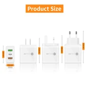 45W PD3.0 Hızlı Şarj Cihazı 2x QC3.0 USB Çoklu Port Siyah EU Fiş - 6