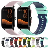Xiaomi Haylou GST LS09B Uyumlu 22mm Pembe Beyaz Kareli Silikon Saat Kayışı - 3