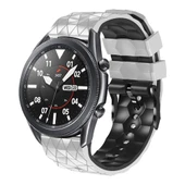 Xiaomi Watch S1 Uyumlu 22mm Beyaz Siyah Futbol Desenli Silikon Kordon - 1