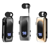 K55 Geri Çekilebilir Kablo Bluetooth 52 Akıllı Kulakiçi Spor Kulaklık Siyah - 2