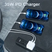 PD 35W Çift USB-C Tipi Şarj Cihazı 1.5m Tip-C - 8 Pin Veri Kablosu EU Priz - 4