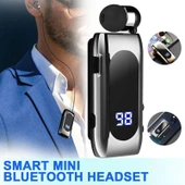 K55 Geri Çekilebilir Kablo Bluetooth 52 Akıllı Kulakiçi Spor Kulaklık Siyah - 7