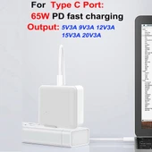 PD 65W USB C Laptop Şarj Adaptörü ve 2m USB C Veri Kablosu Seti Siyah EU AU US UK Fiş - 5