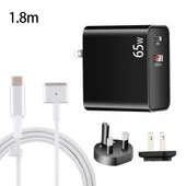 PD 65W USB C Laptop Şarj Adaptörü Siyah UK US Fişli 1.8m USB C MagSafe 2 T Kablo - 1