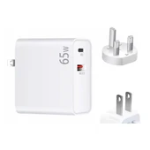 65W PD USB C ve QC3 0 USB Dizüstü Şarj Adaptörü Beyaz UK ve US Fiş - 1