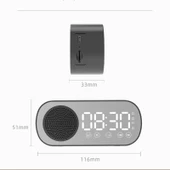 Z7 Dijital Bluetooth 50 Çok Fonksiyonlu Ayna Alarm Saati FM Radyo Siyah - 8