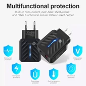 PD03 20W PD3.0 QC3.0 USB Şarj Cihazı Siyah Tip C 8 Pin Veri Kablosu EU Fiş - 6