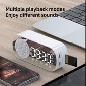 Z7 Dijital Bluetooth 50 Çok Fonksiyonlu Ayna Alarm Saati FM Radyo Siyah - 3