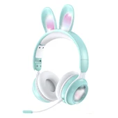 KE 01 Tavşan Kulaklı Kablosuz Bluetooth 50 Stereo Müzik Katlanabilir Mikrofonlu Kulaklık Mint Yeşili - 1