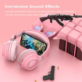 KE 01 Tavşan Kulaklı Kablosuz Bluetooth 50 Stereo Müzik Katlanabilir Mikrofonlu Kulaklık Mint Yeşili - 9