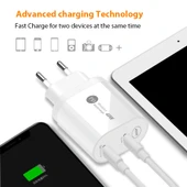 40W Çift Portlu PD Hızlı Şarj Cihazı Beyaz USB-C to 8 Pin Kablo UK Fiş - 7