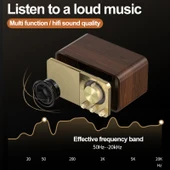 OneDer JY-66 Ahşap Kablosuz Bluetooth 5.0 Retro Klasik Hoparlör FM Radyo TF Kart U Disk AUX Destekli - 5