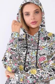 Grafik Desenli Kapüşonlu Pamuklu Sweatshirt - 7