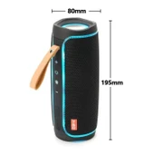 T G TG287 Yeşil LED Işıklı Bluetooth Taşınabilir Kablosuz Stereo Bas Subwoofer FM TF USB Hoparlör - 8