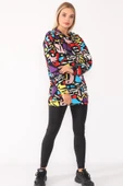 Grafik Desenli Kapüşonlu Pamuklu Sweatshirt - 5