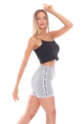 Beli Lastikli Yanları Şerit Detaylı Günlük Pamuklu Şort - 1