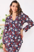 Çiçekli Düğmeli Pijama Takımı - 6