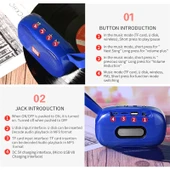 TG173 TWS Subwoofer Bluetooth Hoparlör Siyah Örgülü Kordon USB AUX TF Kart FM Destekli - 2