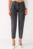 Kemerli Mom Jeans Kot Pantolon - 11