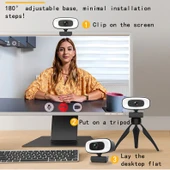 C10 2K HD USB Webcam 360 Derece Döner Üç Hızlı Dolgu Işığı Dahili Mikrofon - 8
