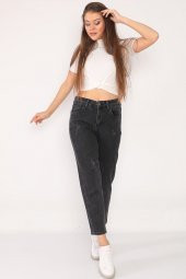 Yüksek Bel Full Likralı Mom Jeans Kot Pantolon - 1