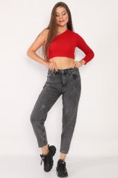 Yüksek Bel Full Likralı Mom Jeans Kot Pantolon - 4