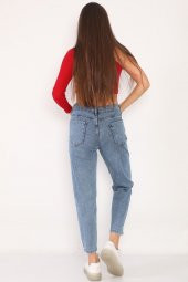 Yüksek Bel Full Likralı Mom Jeans Kot Pantolon - 9