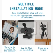B1 4 Megapiksel 2K Çözünürlük HD 1080P 360 Derece Döner Webcam Mikrofonlu ve Tripodlu - 12