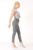 Zigzag Detaylı Mom Jeans Kot Pantolon - 5