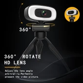 C10 2K HD USB Webcam 360 Derece Döner Üç Hızlı Dolgu Işığı Dahili Mikrofon - 6