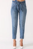 Kemerli Mom Jeans Kot Pantolon - 6
