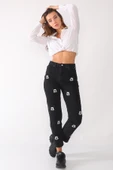 Yüksek Bel Taş Baskılı Boyfriend Kot Pantolon - 3