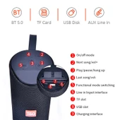TG169 LED Taşınabilir Bluetooth Hoparlör Mavi Su Geçirmez Subwoofer 3D Stereo Mini Kablosuz Destek AUX FM TF Kart - 2