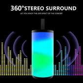 TG169 LED Taşınabilir Bluetooth Hoparlör Siyah Su Geçirmez Subwoofer 3D Stereo Mini Kablosuz Destek AUX FM TF Kart - 5