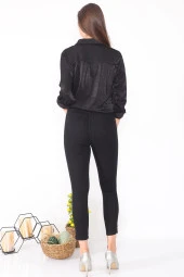 Yüksek Bel Likralı Yanları Akan Pullu Kot Pantolon - 12