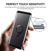 Samsung Galaxy S9 Plus 033mm 9H Sertlik 3D Kavisli Kenar Tam Ekran HD Cam Ekran Koruyucu Siyah - 3