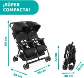 Chicco Ohlala İkiz Bebek Arabası Black Night - 3