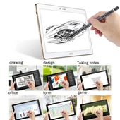 Uzun Evrensel Şarjlı Kapasitif Dokunmatik Ekran Stylus Kalem 23mm İnce Metal Uç Siyah - 6