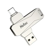 Netac U782C 128GB USB C Tipi ve USB 30 Çift Arayüzlü 360 Derece Döner Metal Flash Bellek OTG - 1