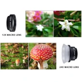 APEXEL APL-24X-H 2'si 1 Arada Evrensel Dış 12X ve 24X Makro Telefon Lensi ve Lens Kapağı - 9