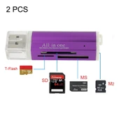 2li Çoklu USB 20 Kart Okuyucu Mor Renk Micro SD SDHC TF M2 MMC MS PRO DUO - 1