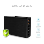 VEDFUN TurboCube D620 Hızlı Şarj 3.0 ve SDDC Teknolojili 6 Portlu USB Şarj Cihazı EU US UK Priz - 9