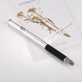 Evrensel 2'si 1 Arada Çok Fonksiyonlu İnce Uçlu Kapasitif Dokunmatik Ekran Stylus Kalem Gri - 2