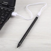 Uzun Evrensel Şarjlı Kapasitif Dokunmatik Ekran Stylus Kalem 23mm İnce Metal Uç Siyah - 5