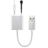 Alüminyum Alaşımlı Kasa Dış USB Sanal 7.1 Kanal Ses Kartı 13cm Kablolu Gümüş - 1